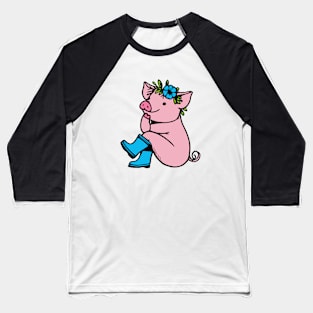 Pig in Rain Boots Baseball T-Shirt